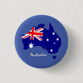 オーストラリアのボタン、地図、愛国的なオーストラリア国旗 缶バッジ (正面)