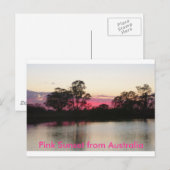 オーストラリアのポストカードからピンク色の夕日 ポストカード (正面/裏面)