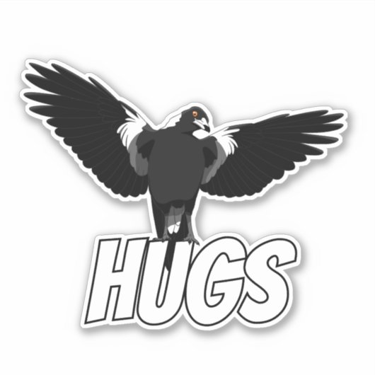 オーストラリアのマグピーはハグステッカーが欲しい シール (正面)