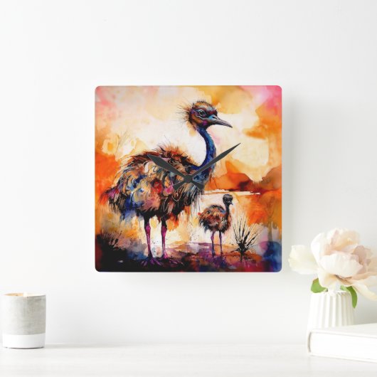 オーストラリアのマザーエムとシック スクエア壁時計 (ホーム)