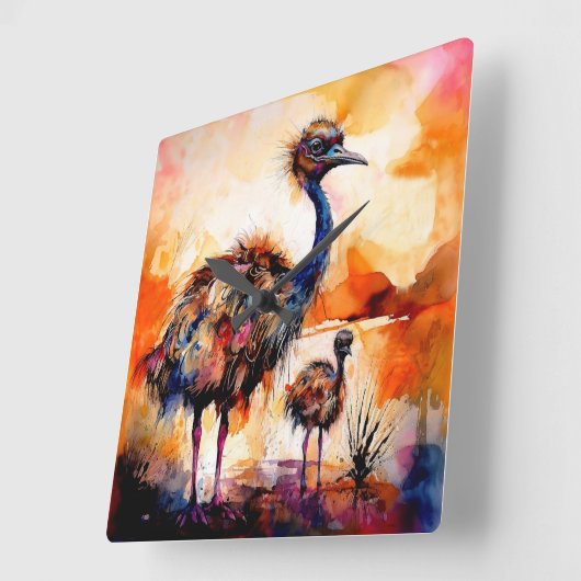 オーストラリアのマザーエムとシック スクエア壁時計 (傾斜)