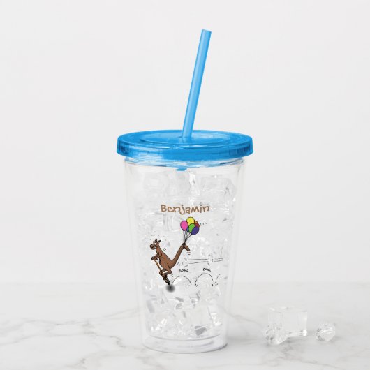 オーストラリアのユーモアのカンガルー漫画イラストレーション アクリルタンブラー (アイス裏面)