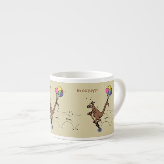 オーストラリアのユーモアのカンガルー漫画イラストレーション エスプレッソカップ (正面右)