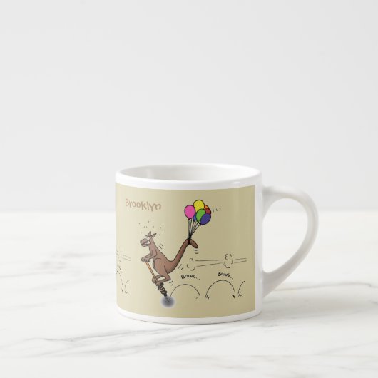 オーストラリアのユーモアのカンガルー漫画イラストレーション エスプレッソカップ (右)