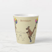 オーストラリアのユーモアのカンガルー漫画イラストレーション カフェラテマグ (正面)