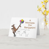 オーストラリアのユーモアのカンガルー漫画イラストレーション カード (黄色い花)