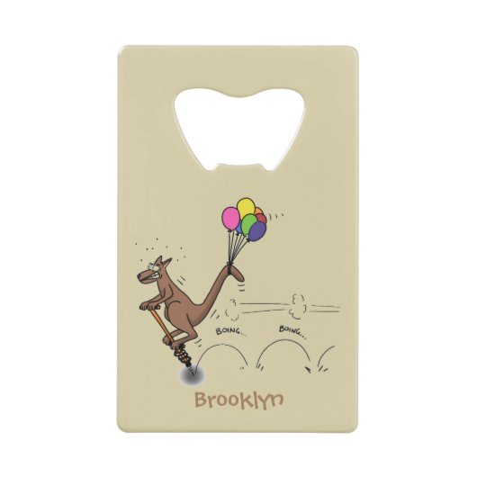 オーストラリアのユーモアのカンガルー漫画イラストレーション クレジットカード栓抜き (正面)