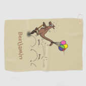 オーストラリアのユーモアのカンガルー漫画イラストレーション ゴルフタオル (横)