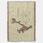 オーストラリアのユーモアのカンガルー漫画イラストレーション スローブランケット (正面縦)