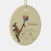 オーストラリアのユーモアのカンガルー漫画イラストレーション セラミックオーナメント (右)