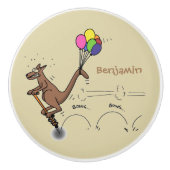 オーストラリアのユーモアのカンガルー漫画イラストレーション セラミックノブ (正面)