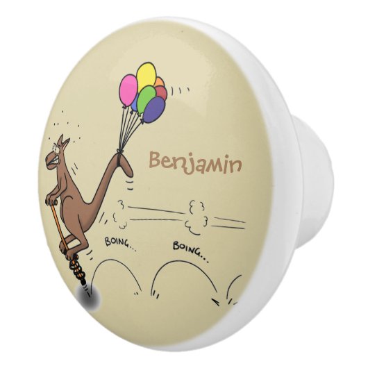 オーストラリアのユーモアのカンガルー漫画イラストレーション セラミックノブ (右)