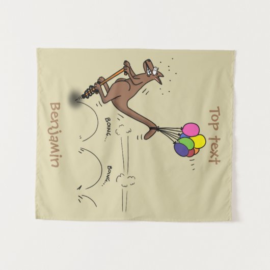 オーストラリアのユーモアのカンガルー漫画イラストレーション タペストリー (正面(横))