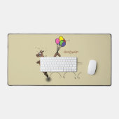 オーストラリアのユーモアのカンガルー漫画イラストレーション デスクマット (キーボード&マウス)