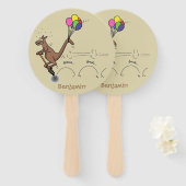 オーストラリアのユーモアのカンガルー漫画イラストレーション ハンドファン (正面&裏面)