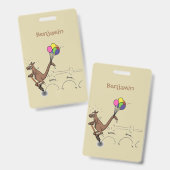 オーストラリアのユーモアのカンガルー漫画イラストレーション バッジ (Front & Back)