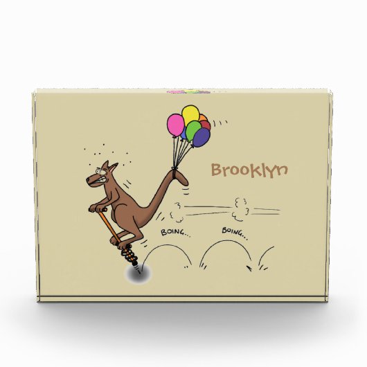 オーストラリアのユーモアのカンガルー漫画イラストレーション フォトブロック (正面)