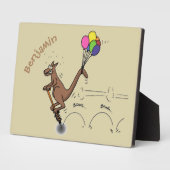 オーストラリアのユーモアのカンガルー漫画イラストレーション フォトプラーク (側面)