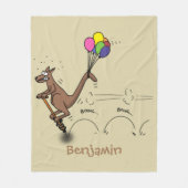 オーストラリアのユーモアのカンガルー漫画イラストレーション フリースブランケット (正面)