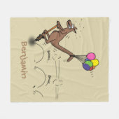 オーストラリアのユーモアのカンガルー漫画イラストレーション フリースブランケット (正面(横))