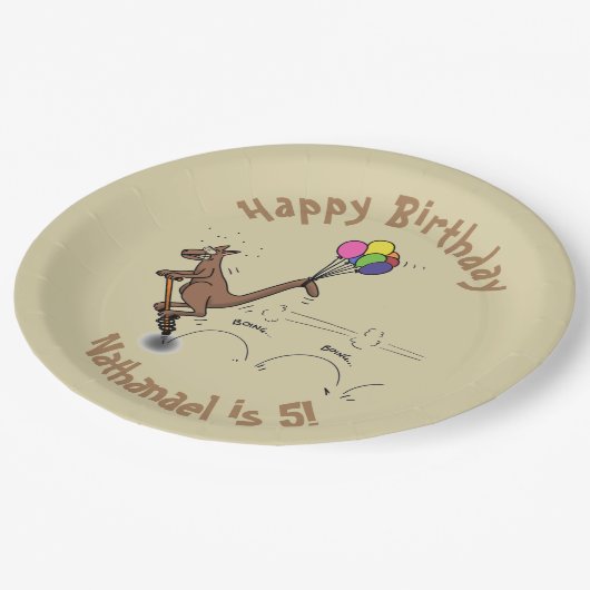 オーストラリアのユーモアのカンガルー漫画イラストレーション ペーパープレート (アングル)