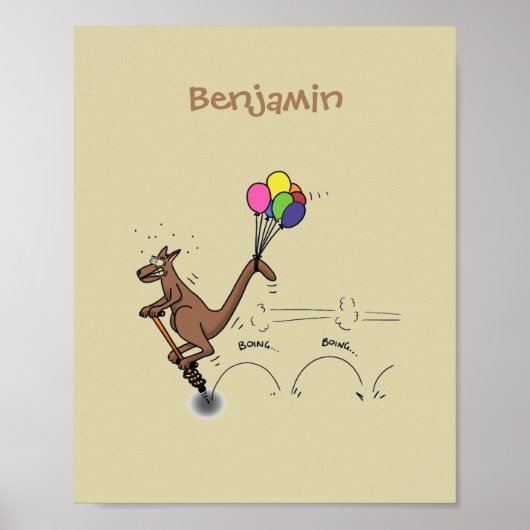 オーストラリアのユーモアのカンガルー漫画イラストレーション ポスター (正面)