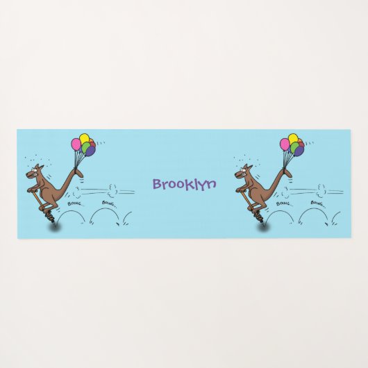 オーストラリアのユーモアのカンガルー漫画イラストレーション ヨガマット (裏面(横))