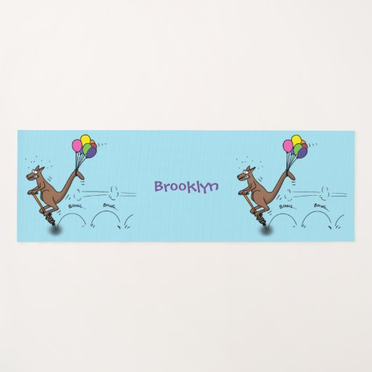 オーストラリアのユーモアのカンガルー漫画イラストレーション ヨガマット (正面(横))