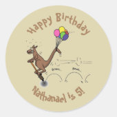 オーストラリアのユーモアのカンガルー漫画イラストレーション ラウンドシール (正面)