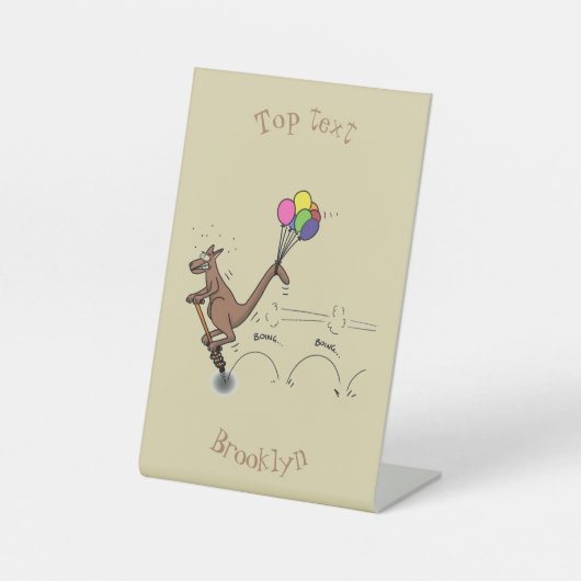 オーストラリアのユーモアのカンガルー漫画イラストレーション 台座サイン (正面)