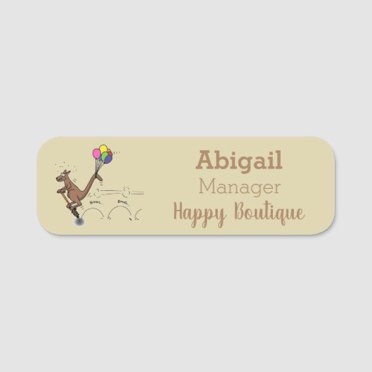 オーストラリアのユーモアのカンガルー漫画イラストレーション 名札 (正面)