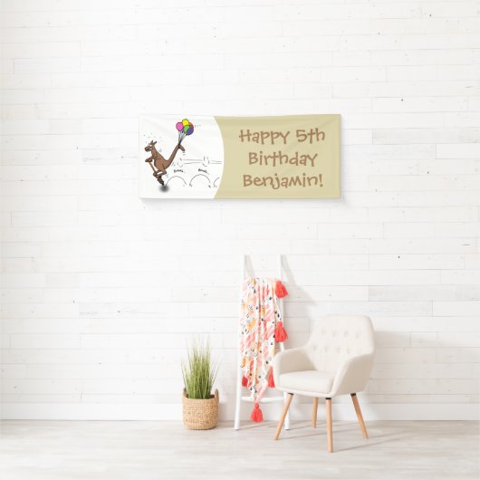 オーストラリアのユーモアのカンガルー漫画イラストレーション 横断幕 (インサイチュ)