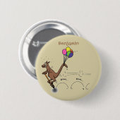 オーストラリアのユーモアのカンガルー漫画イラストレーション 缶バッジ (正面&裏面)