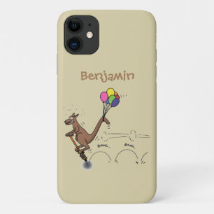オーストラリアのユーモアのカンガルー漫画イラストレーション iPhone 11 ケース