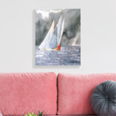 オーストラリアのヨットレース水彩画 キャンバスプリント (インサイチュ (リビング))