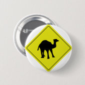 オーストラリアのラクダの交通標識の黄色 缶バッジ (正面&裏面)
