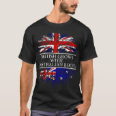 オーストラリアのルーツを持つオーストラリア国旗で育ったイギリス Tシャツ (正面)