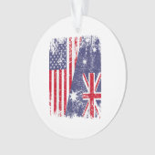 オーストラリアのルーツハーフアメリカ国旗オーストラリア オーナメント (正面)