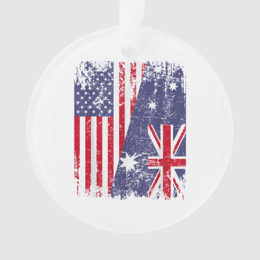 オーストラリアのルーツハーフアメリカ国旗オーストラリア オーナメント (正面)