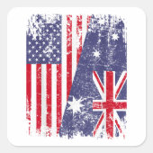 オーストラリアのルーツハーフアメリカ国旗オーストラリア スクエアシール (正面)