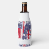 オーストラリアのルーツハーフアメリカ国旗オーストラリア ボトルクーラー (ボトル正面)