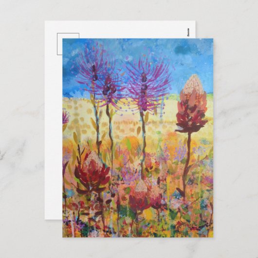 オーストラリアのワイルドフラワーアート シーズンポストカード (正面/裏面)