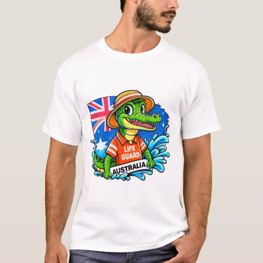 オーストラリアのワニのライフガード Tシャツ (正面)