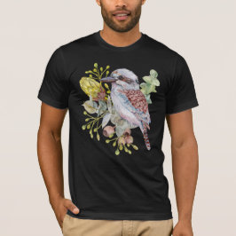 オーストラリアのワライカワセミの植物水彩画 Tシャツ