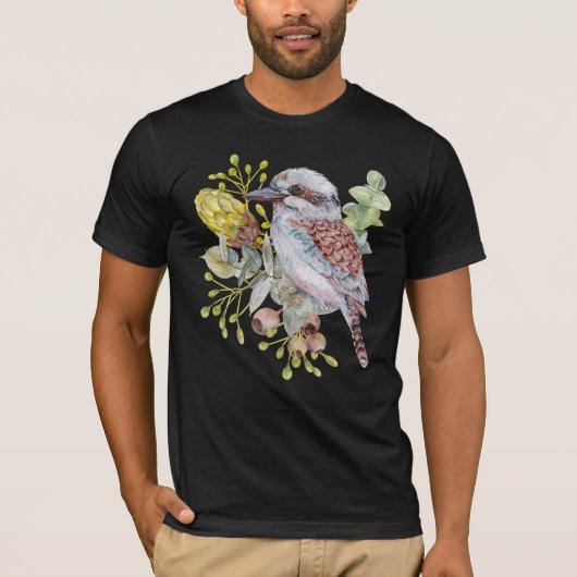 オーストラリアのワライカワセミの植物水彩画 Tシャツ (正面)