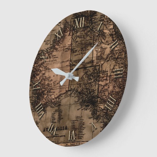 オーストラリアのヴィンテージの地図 ラージ壁時計 (傾斜)