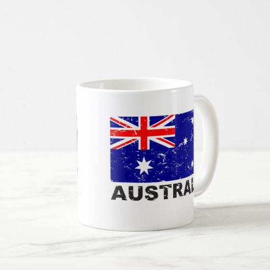 オーストラリアのヴィンテージの旗 コーヒーマグカップ (正面右)