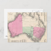 オーストラリアのヴィンテージマップ(1862) ポストカード (正面/裏面)