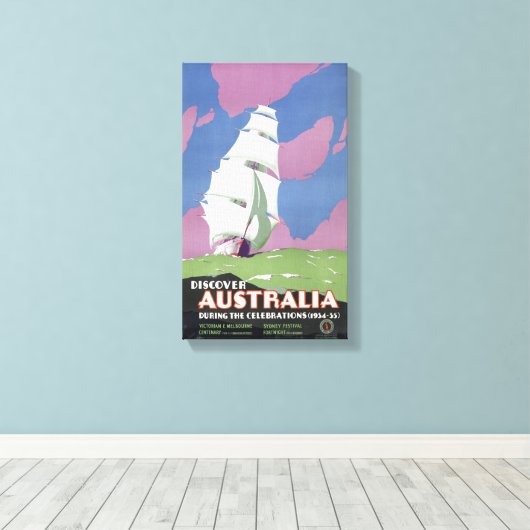 オーストラリアのヴィンテージ旅行のポスターを復元 キャンバスプリント (インサイチュ (ウッドフロア))
