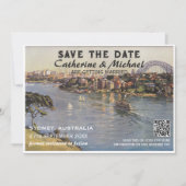 オーストラリアのヴィンテージ結婚式の旅行QRコード セーブザデート (正面)